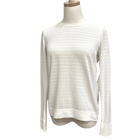 LULULEMON Breeze By LS Perforated SilverScent Run Top in White — 8 - Picture 6 of 9
